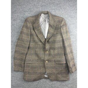 Vintage Lands' End Blazer Mens 42 Wool Plaid Magee Donegal Tweed Jacket 90s